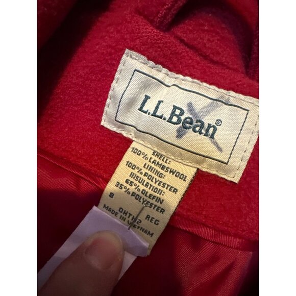 L.L. Bean Womens LambsWool Red Button Classic PeaCoat Size 8 Regular QHTH2 Thins - Picture 2 of 11